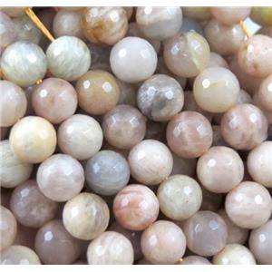 natural Sunstone Beads, faceted round, 12mm dia, approx 33pcs per st