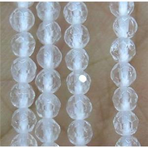 tiny Clear Quartz Beads, faceted round, approx 3mm dia