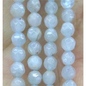 tiny Aquamarine beads, faceted round, approx 3mm dia