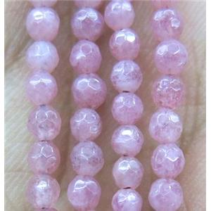 Strawberry Quartz Beads, pink, faceted round, approx 3mm dia