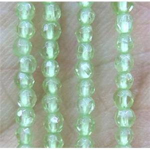 tiny Peridot Beads, green, faceted round, approx 3mm dia