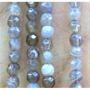 natural gray Botswana Agate Beads, faceted round, tiny, approx 3mm dia