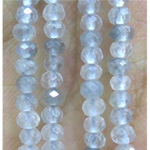 Cloudy Quartz Beads, faceted rondelle, approx 4mm dia