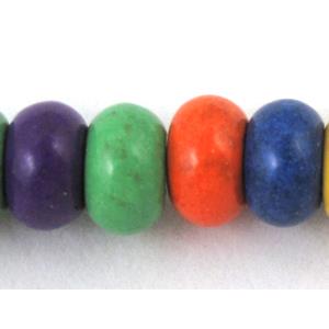 synthetic Turquoise Beads, abacus, mix color, 3x6mm,approx 133pcs per st