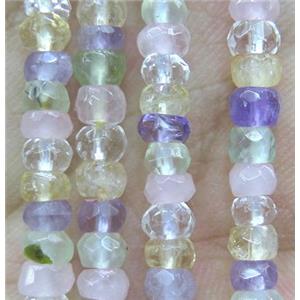 mixed gemstone beads, faceted rondelle, approx 4mm dia