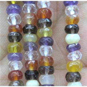 mixed gems beads, faceted rondelle, approx 4mm dia