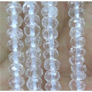tiny Clear Quartz Beads, faceted rondelle, approx 4mm dia