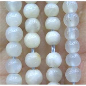 tiny White Jade beads, round, approx 3mm dia