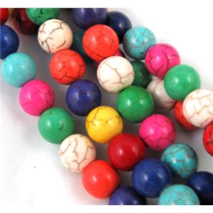 round synthetic Turquoise Beads, dyed, mix color, 10mm dia