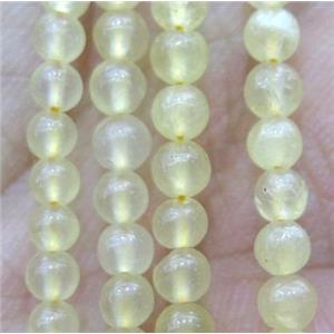 tiny Yellow Jade Beads, round, approx 3mm dia