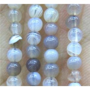 gray Agate beads, round, approx 3mm dia