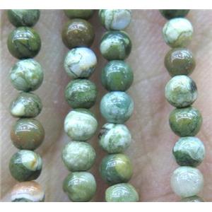 Rhyolite Beads, round, tiny, green, approx 3mm dia