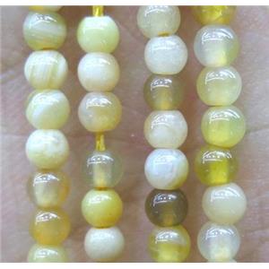tiny Yellow Agate Bead, round, approx 3mm dia