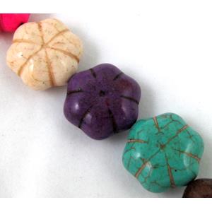 synthetic Turquoise Bead flower, mix color, 20mm, 10mm thick