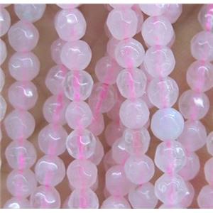 tiny Rose Quartz beads, faceted round, approx 4mm dia