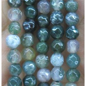 tiny Moss Agate beads, faceted round, approx 4mm dia