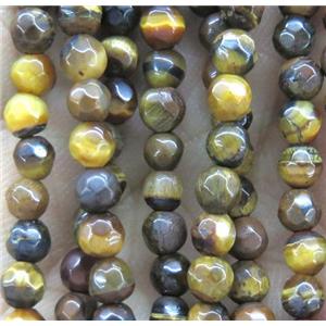 tiny tiger eye stone beads, faceted round, approx 4mm dia