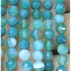 green striped agate beads, faceted round, approx 4mm dia