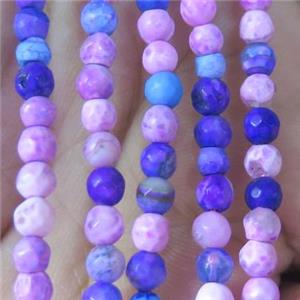 mix agate beads, faceted round, approx 4mm dia