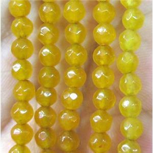 Tiny golden agate bead, faceted round, approx 4mm dia