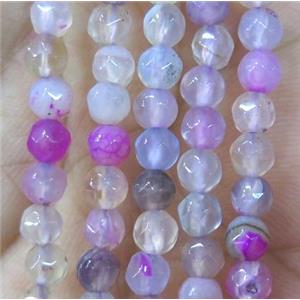 Tiny agate bead, faceted round, mix color, approx 4mm dia