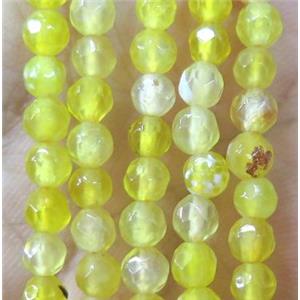 Tiny yellow agate beads, faceted round, approx 4mm dia