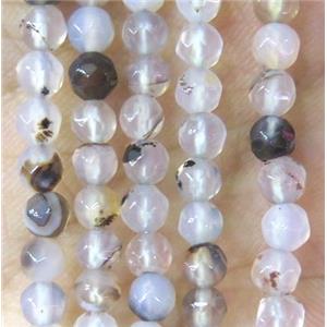 Tiny heihua Agate beads, faceted round, approx 4mm dia