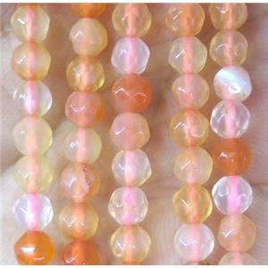 Tiny pink agate bead, faceted round, approx 4mm dia