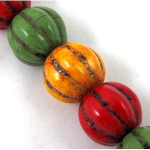 synthetic Turquoise watermelon Beads, mix color, 15mm dia