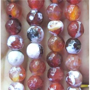 red fire agate beads, faceted round, approx 6mm dia