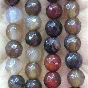 coffee agate beads, faceted round, approx 6mm dia
