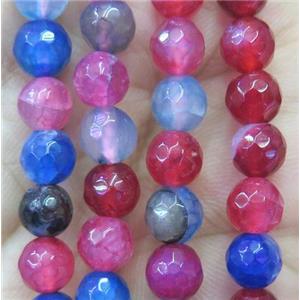 agate beads, faceted round, mix color, approx 6mm dia