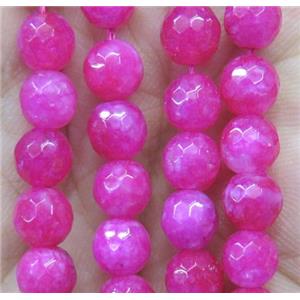 hotpink agate beads, faceted round, approx 6mm dia