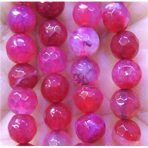 red agate bead, faceted round, approx 6mm dia