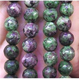 Ruby Zoisite beads, faceted round, approx 6mm dia