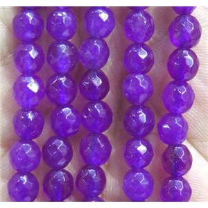 purple dye Jade Beads, faceted round, approx 6mm dia