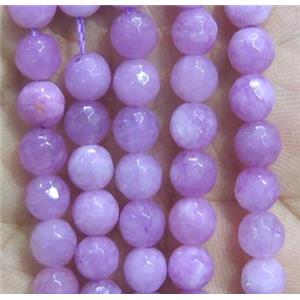 Jade Beads, faceted round, purple dye, approx 6mm dia