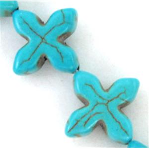 synthetic Turquoise Cross, 20x20mm, approx 20pcs per st