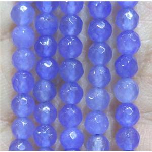Jade Beads, faceted round, lavender dye, approx 4mm dia