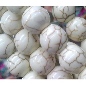 synthetic white Turquoise beads, round, 4mm dia, approx 100 pcs