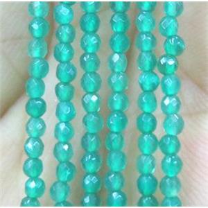 tiny green agate beads, faceted round, approx 2mm dia, 15.5 inches length
