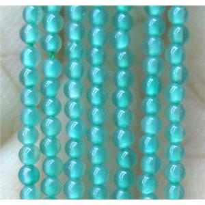 tiny green agate beads, round, approx 2mm dia, 15.5 inches length