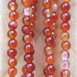 tiny red carnelian agate bead, round, approx 2mm dia, 15.5 inches length