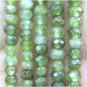 tiny Green Garnet Bead, faceted rondelle, approx 4mm dia