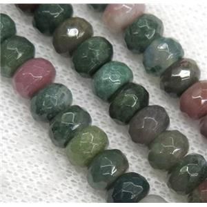 India Agate beads, faceted rondelle, approx 5x8mm