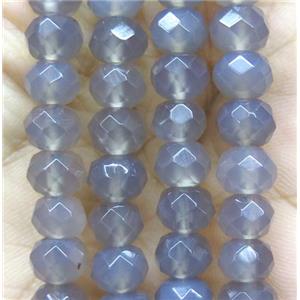 gray Agate bead, faceted rondelle, approx 4x6mm