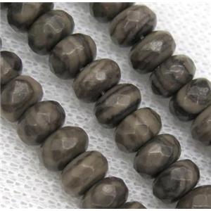 coffee jade bead, faceted rondelle, approx 2x4mm