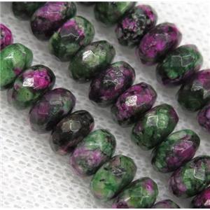 Ruby Zoisite bead, faceted rondelle, approx 5x8mm