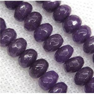 purple Jade bead, faceted rondelle, dye, approx 5x8mm