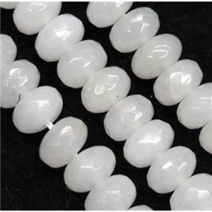 white jade bead, faceted rondelle, approx 5x8mm